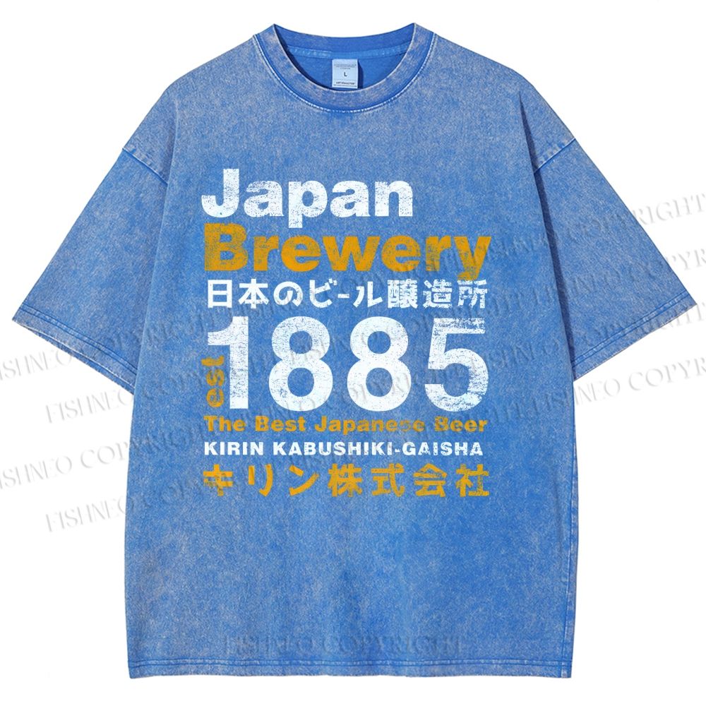 Unisex Japan Brewery Printed Washed Tee