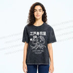 Unisex Edo Sushi Bar Octopus Printed Washed Tee