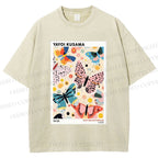 Unisex Yayoi Kusama Butterfly Printed Washed Tee