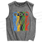 Unisex Tokyo Printed Washed Tank Top