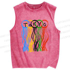 Unisex Tokyo Printed Washed Tank Top
