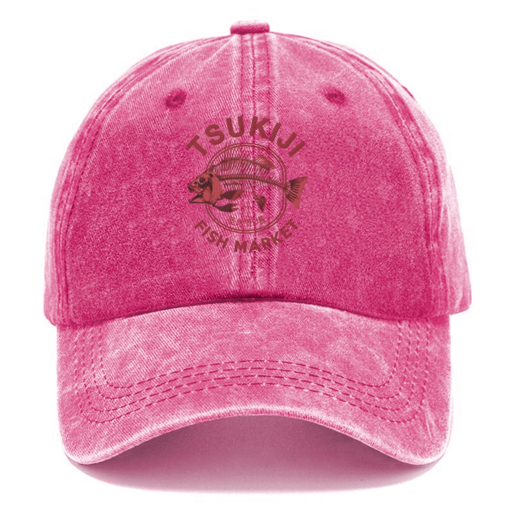 Tokyo Tsukiji Fish Market Vintage Japan Washed Cap