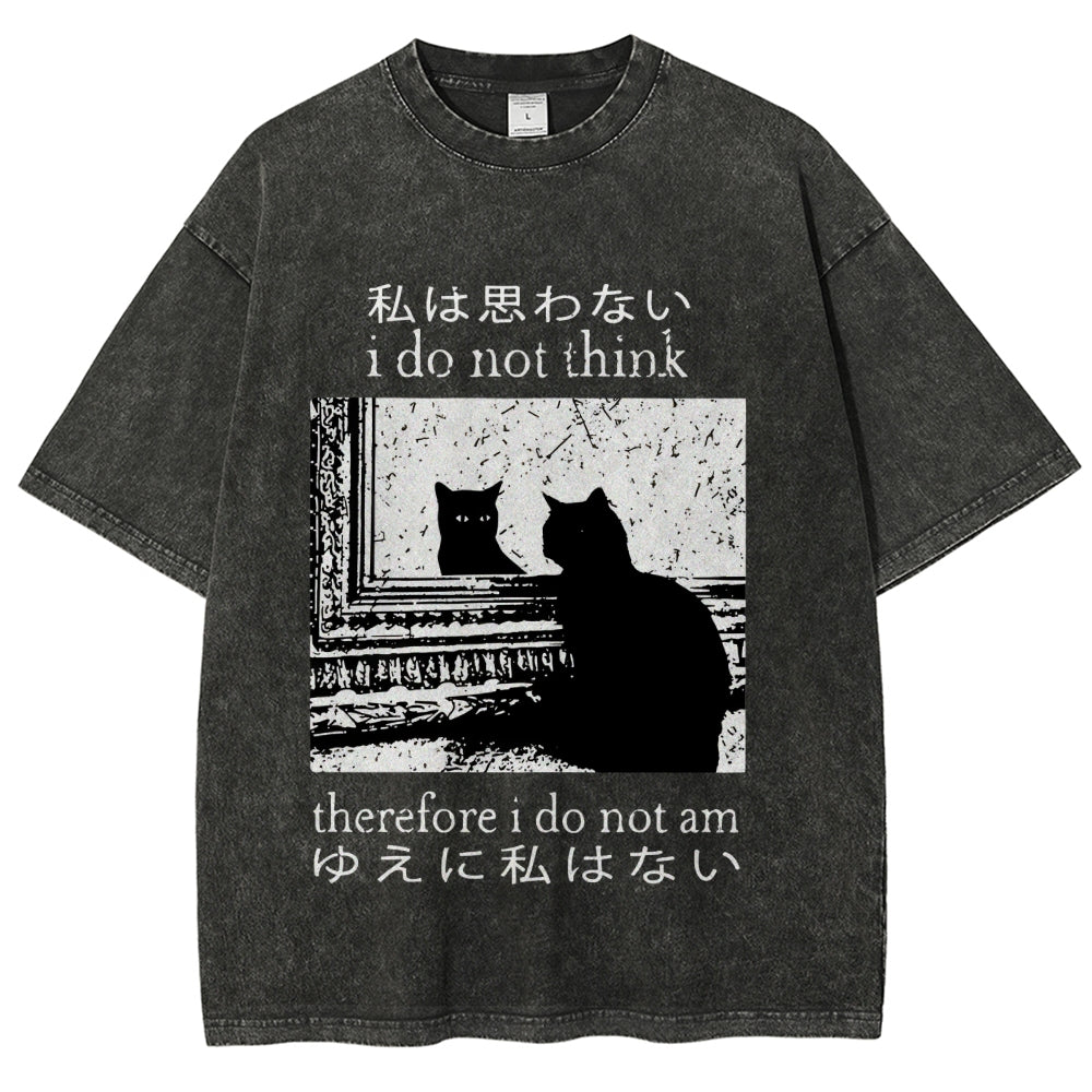 Thinking Cat Washed T-Shirt