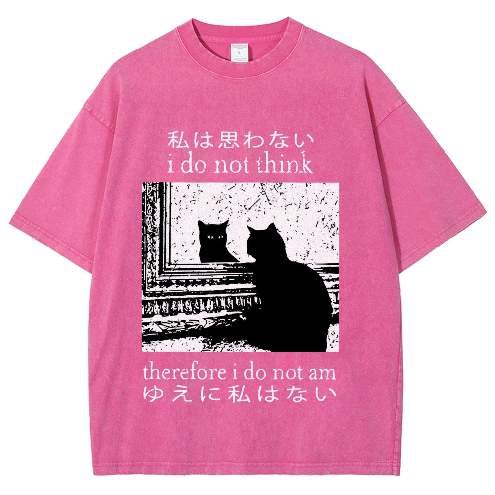 Thinking Cat Washed T-Shirt