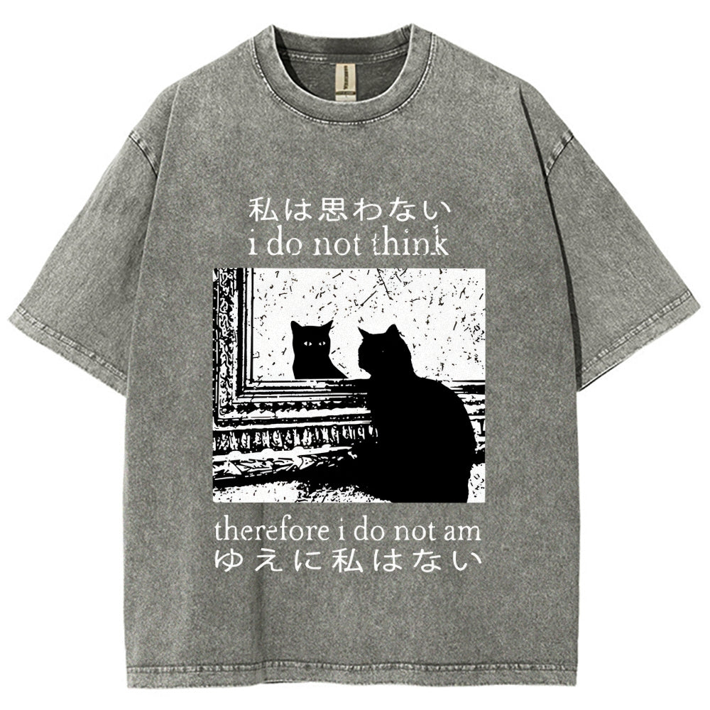 Thinking Cat Washed T-Shirt