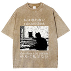 Thinking Cat Washed T-Shirt