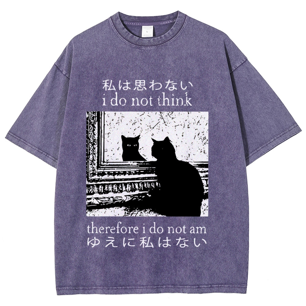 Thinking Cat Washed T-Shirt