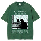 Thinking Cat Washed T-Shirt
