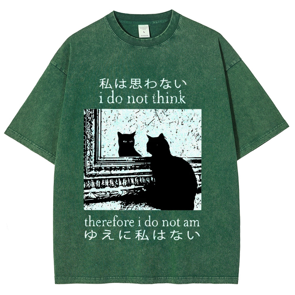 Thinking Cat Washed T-Shirt