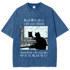 Thinking Cat Washed T-Shirt