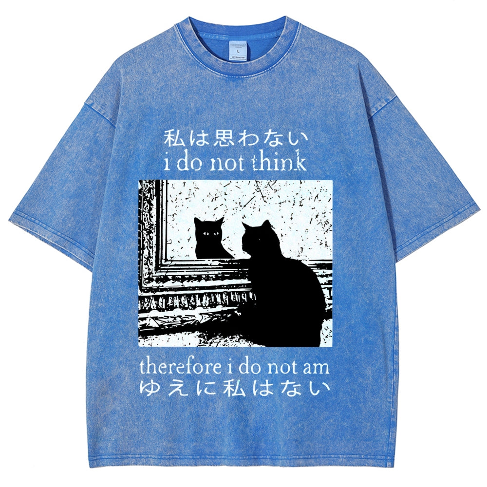 Thinking Cat Washed T-Shirt