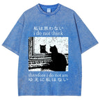 Thinking Cat Washed T-Shirt