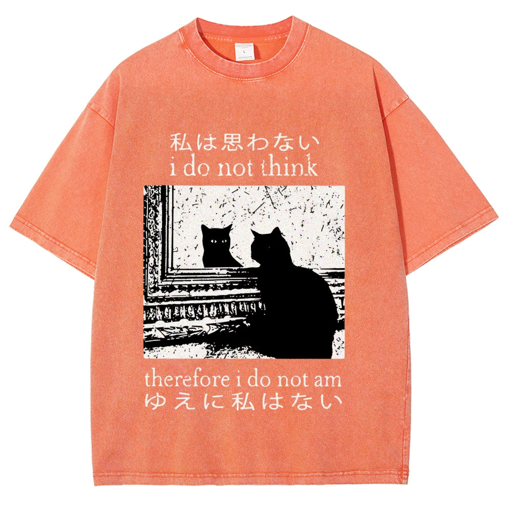 Thinking Cat Washed T-Shirt