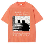 Thinking Cat Washed T-Shirt