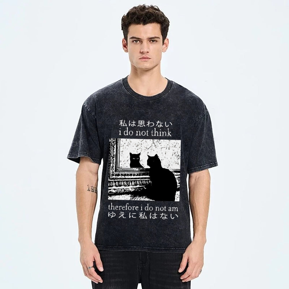 Thinking Cat Washed T-Shirt