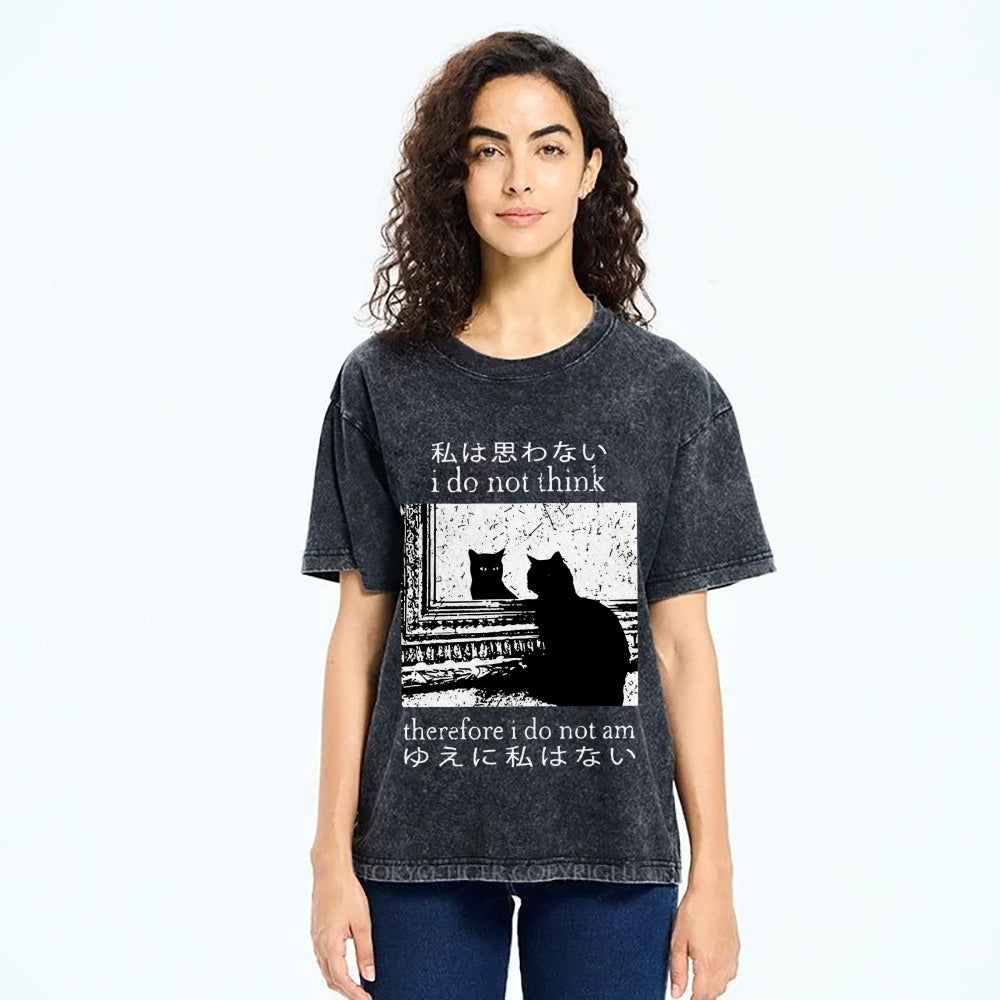 Thinking Cat Washed T-Shirt
