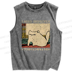 Unisex I Need Ibuprofen Cat Printed Washed Tank Top