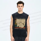 Unisex I Need Ibuprofen Cat Printed Washed Tank Top