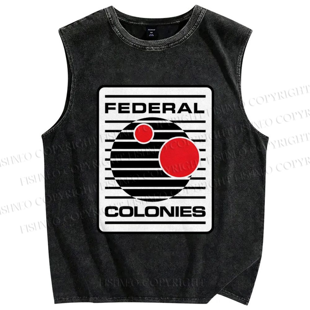 Unisex Geometric Striped Circles Printed Washed Tank Top