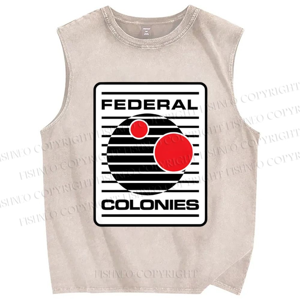 Unisex Geometric Striped Circles Printed Washed Tank Top