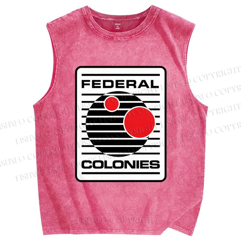 Unisex Geometric Striped Circles Printed Washed Tank Top