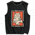 Unisex Dogs Are Bitches Printed Washed Tank Top