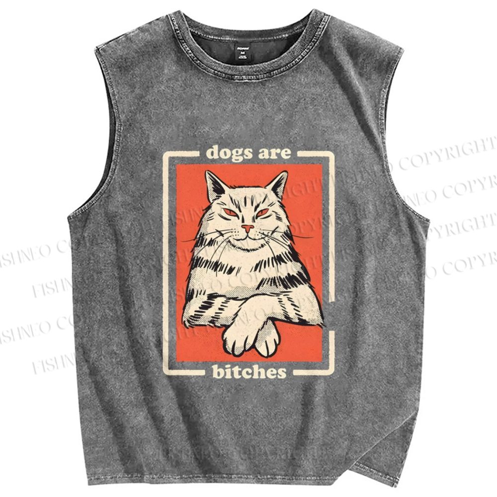 Unisex Dogs Are Bitches Printed Washed Tank Top