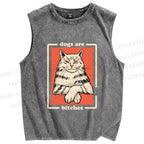 Unisex Dogs Are Bitches Printed Washed Tank Top