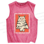 Unisex Dogs Are Bitches Printed Washed Tank Top