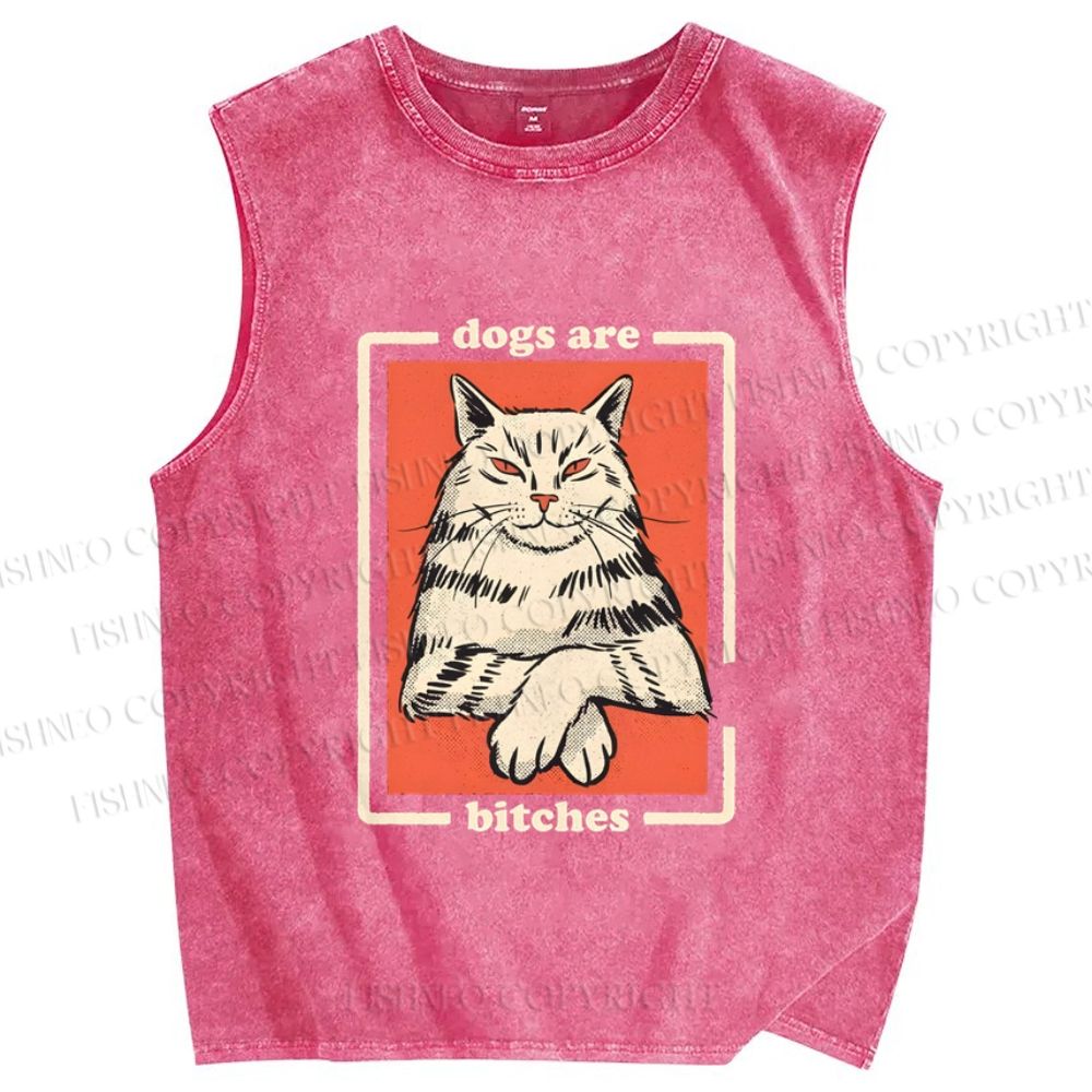 Unisex Dogs Are Bitches Printed Washed Tank Top