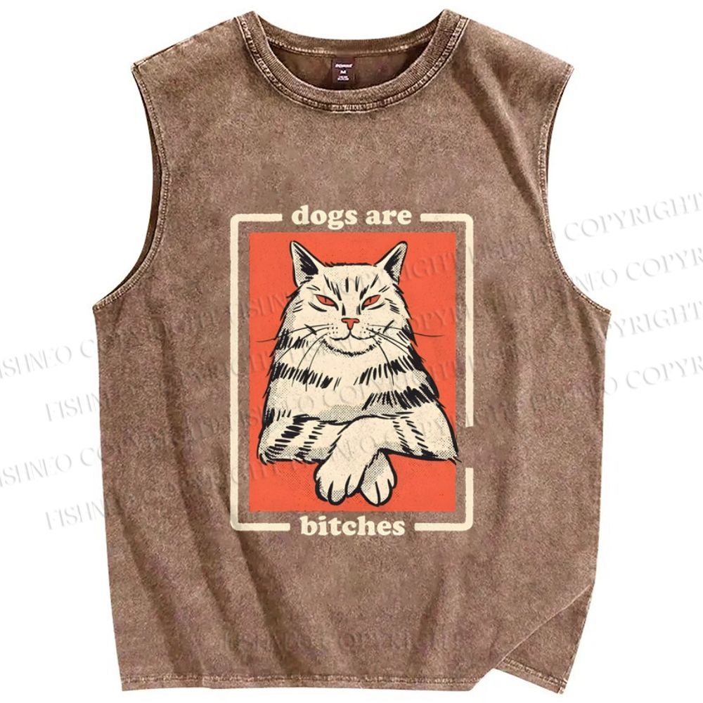 Unisex Dogs Are Bitches Printed Washed Tank Top