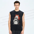 Unisex Frog Printed Washed Tank Top