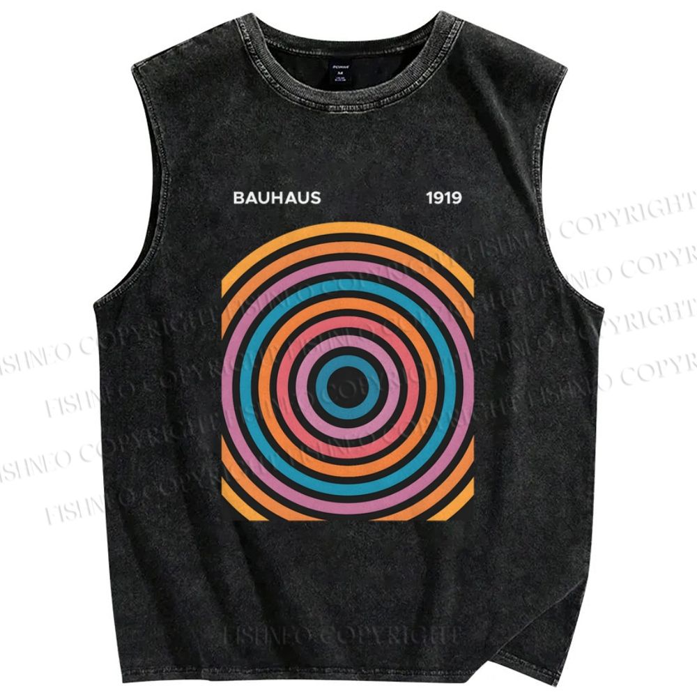 Unisex Multi Color Circle Printed Washed Tank Top