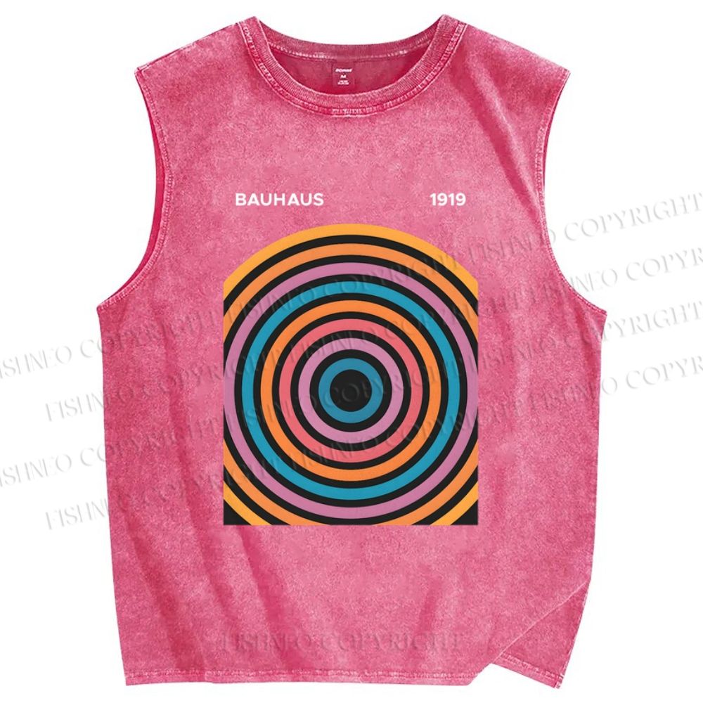 Unisex Multi Color Circle Printed Washed Tank Top