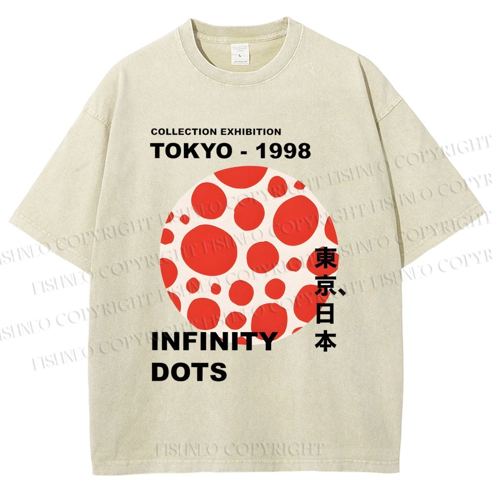 Unisex Dots Infinity Yayoi Inspired Printed Washed Tee