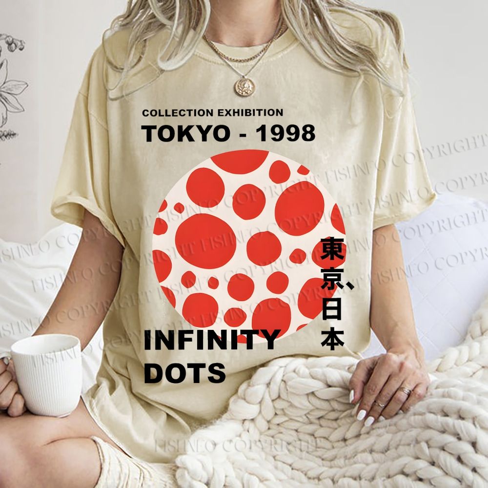 Unisex Dots Infinity Yayoi Inspired Printed Washed Tee
