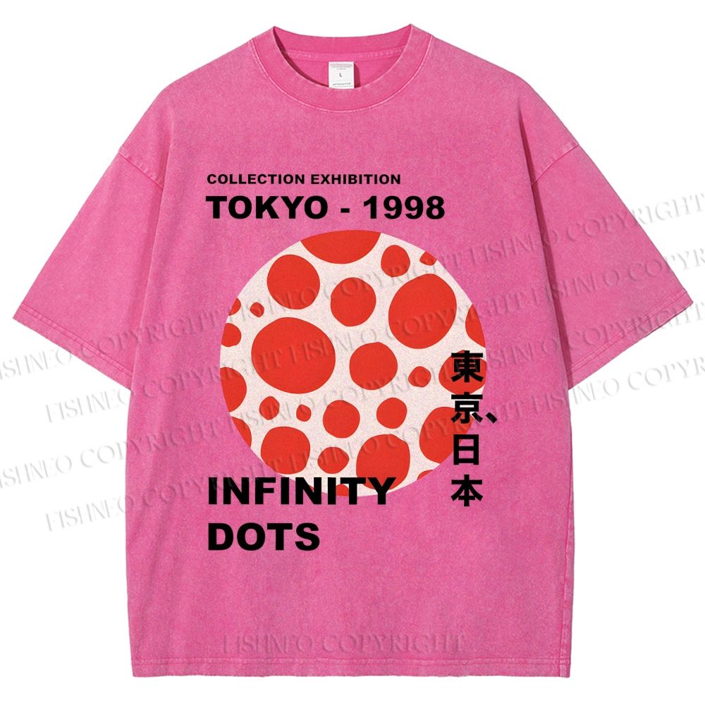Unisex Dots Infinity Yayoi Inspired Printed Washed Tee