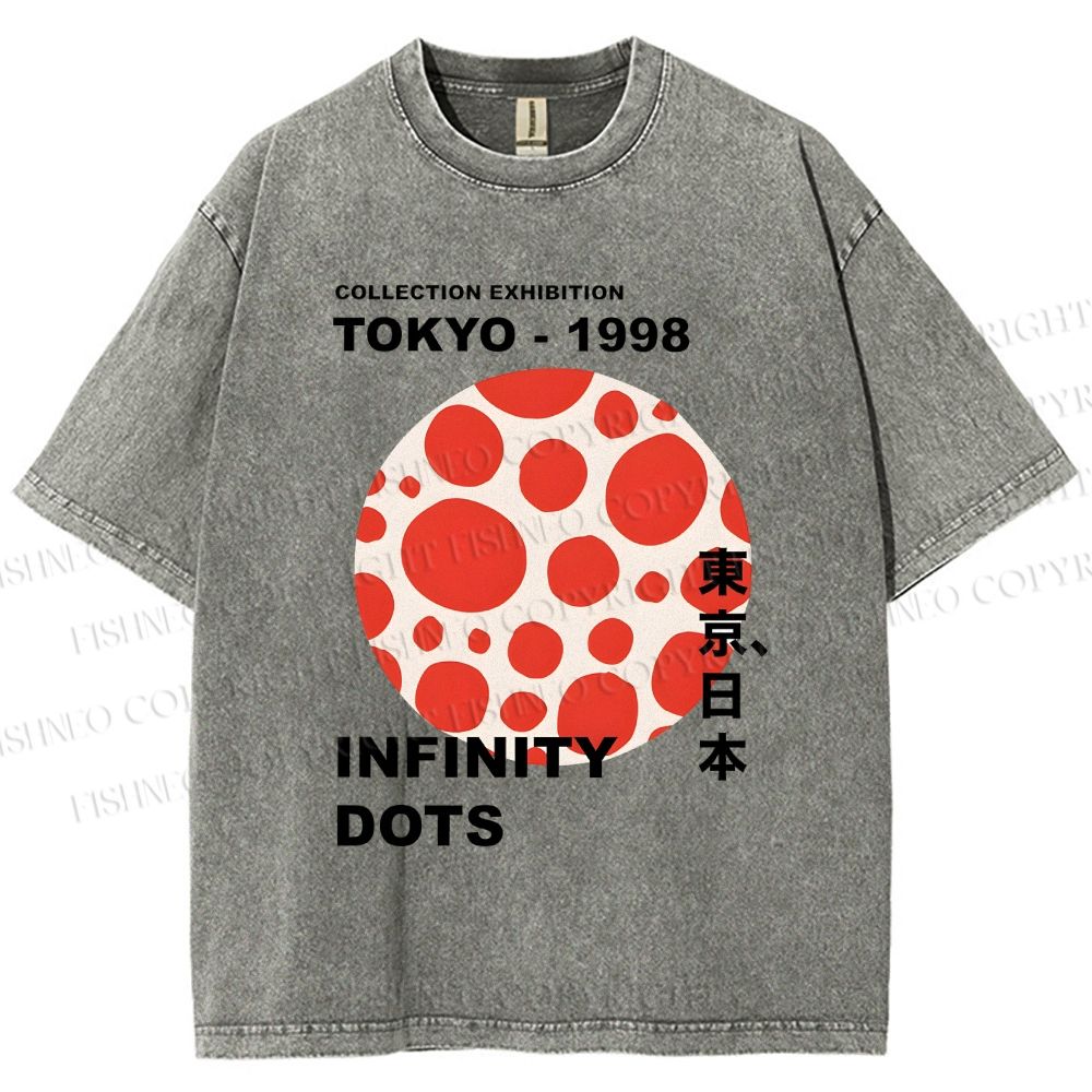 Unisex Dots Infinity Yayoi Inspired Printed Washed Tee