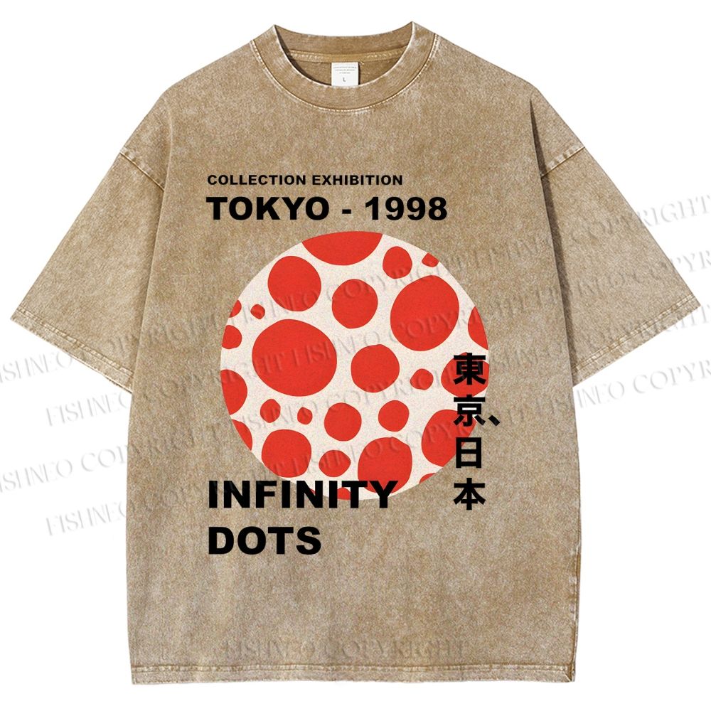 Unisex Dots Infinity Yayoi Inspired Printed Washed Tee