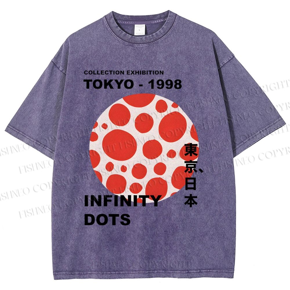 Unisex Dots Infinity Yayoi Inspired Printed Washed Tee
