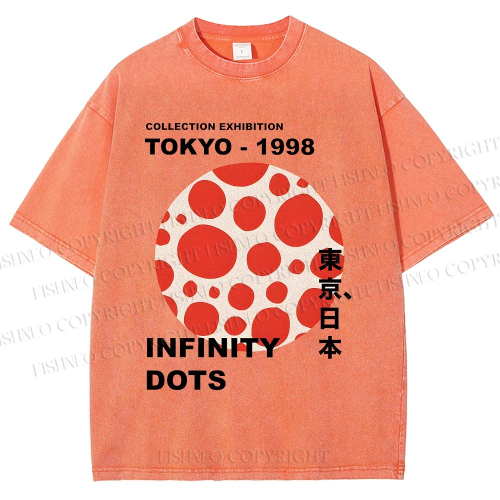 Unisex Dots Infinity Yayoi Inspired Printed Washed Tee