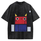 Abstract Art Cat Vintage Washed T-shirt