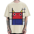 Abstract Art Cat Vintage Washed T-shirt
