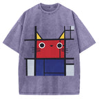 Abstract Art Cat Vintage Washed T-shirt