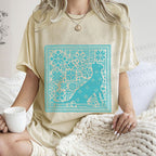 Unisex Vintage Snowing Cat Printed Washed Tee