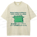Unisex Japanese I need another ice cream Silly Frog Printed Washed Tee