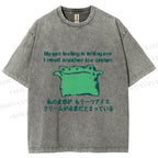 Unisex Japanese I need another ice cream Silly Frog Printed Washed Tee