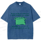 Unisex Japanese I need another ice cream Silly Frog Printed Washed Tee