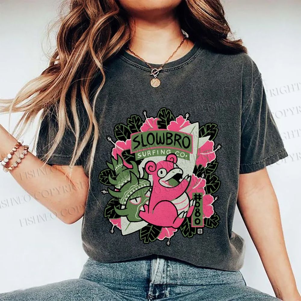 Unisex Vintage Slowbro Printed Washed Tee