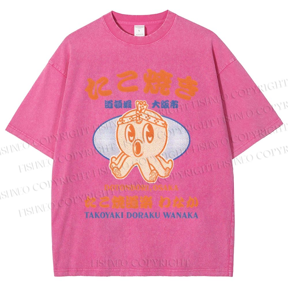 Unisex Osaka Octopus Printed Washed Tee